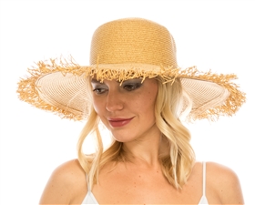 wholesale beach hats - Straw Sun Hat w/ Fringe