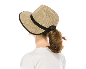 Wholesale Straw Ponytail Hats Beach Sun Fedora Hats
