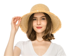 Wholesale Raffia Straw Bucket Hats Women's Fringe Beach Hats Summer 2024