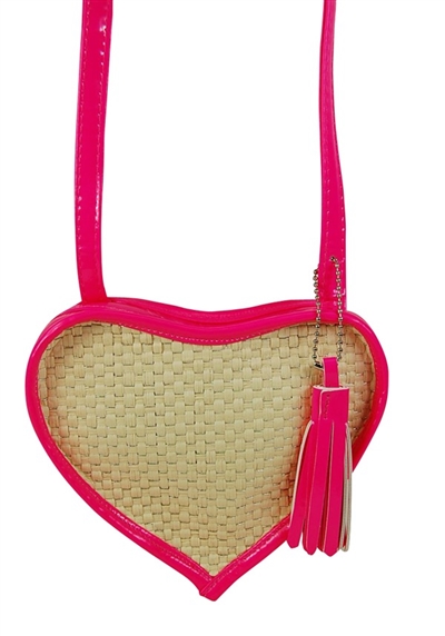 wholesale child's heart-shaped straw purse