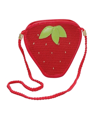 wholesale kids straw purses - strawberry shaped handbag for children