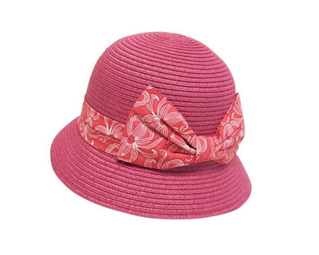 wholesale girls fuchsia bucket hat  printed bow