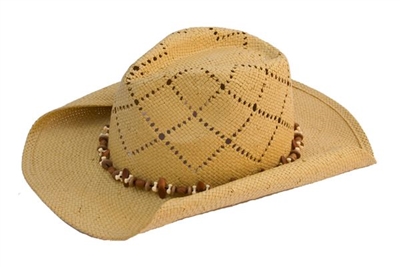 wholesale woven straw cowboy hat  beads