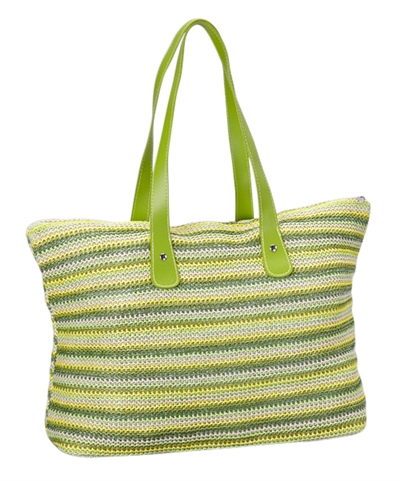 wholesale beach bags - striped nylon crochet shoulder tote