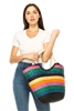 wholesale striped straw tote bags rope handles