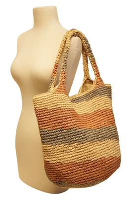 Wholesale Hand Crocheted Raffia Straw Hobo Bag
