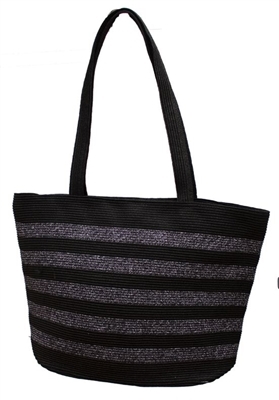 Wholesale Beach Tote Bags - Large Striped Straw Beach Bag