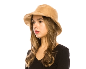Wholesale Womens Fashion Bucket Hat - Vegan Suede Summer Bucket Hat