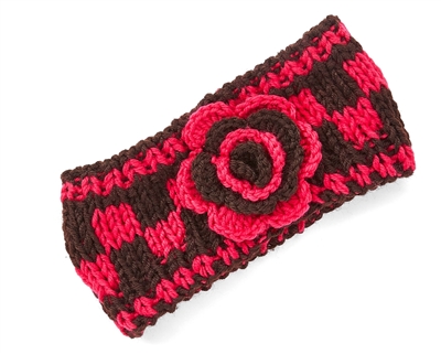wholesale knit headband  checkered flower