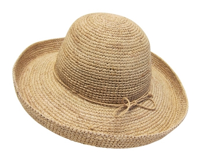 wholesale organic raffia straw hats - kettle turn-up hat