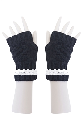 wholesale lace gloves checker knit long fingerless