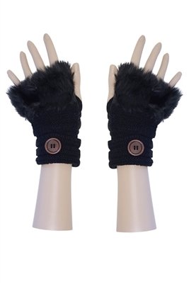 Short Wholesale Gloves with Fur and Button