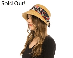 wholesale straw cloche hats with tie-back sash