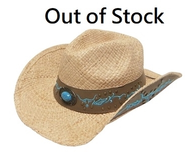 wholesale organic raffia straw cowboy hats blue embroidery