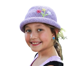wholesale kids hats girls summer roller with flower embroidery