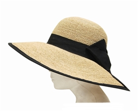 wholesale fine raffia lampshade sun hat  black bow