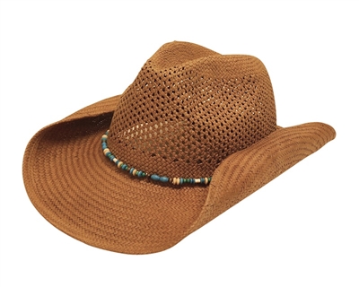 wholesale handwoven ladies toyo straw cowboy hat