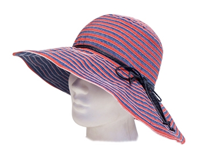 Wholesale Womens Sun Hats Ribbon Denim Crusher