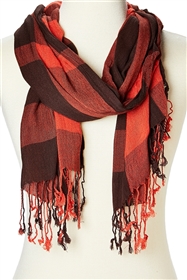 wholesale crinkled plaid rayon scarf