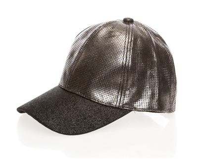 wholesale womens baseball hats - black metallic cap