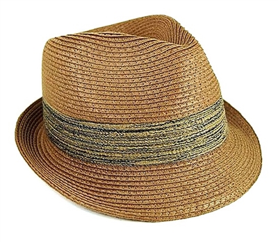 wholesale straw fedora  blended color band
