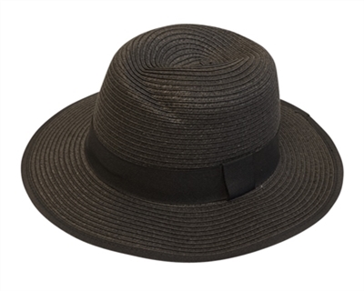 Black Wholesale Panama Hats - Straw Hat Jazzy Design
