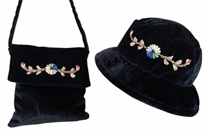 wholesale velvet hat and velvet purse set
