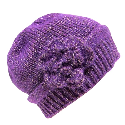 wholesale lurex knit beanie  flower