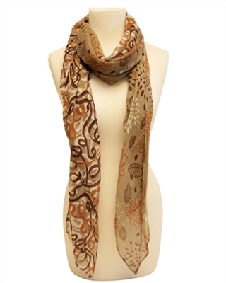 wholesale lotus flower & swirls scarf