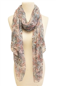 1022 Peacock Feather Print Scarf