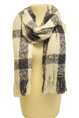 wholesale navy/white plaid blanket scarf