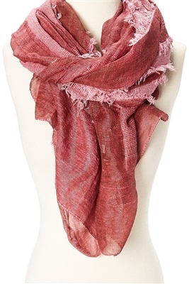 wholesale red ladies scarves frayed stripe stonewash