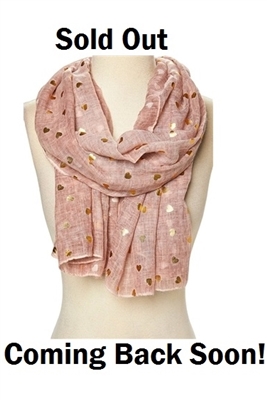 Wholesale Hearts Scarves - Gold Hearts Print Scarf