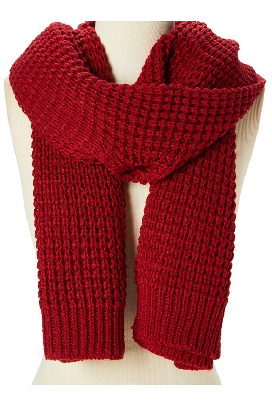 Pure wool chunky knit red scarf