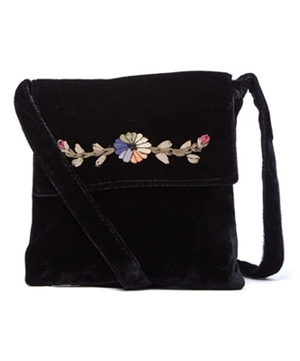 wholesale vintage purses embroidered velvet flap purse