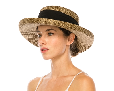 Wholesale Gambler Sun Hat Pleated Band- Wholesale Womens Resort Hats