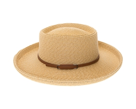 Wholesale Gambler Sun Hat Leather Band- Wholesale Womens Resort Hats