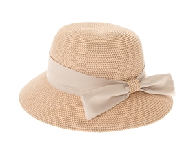 Wholesale Heather Straw Bucket Hat Sash - Wholesale Womens Resort Hats