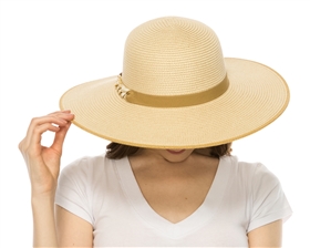 Wholesale Wide Brim Sun Hat Tortoise Shell - Wholesale Womens Resort Hats
