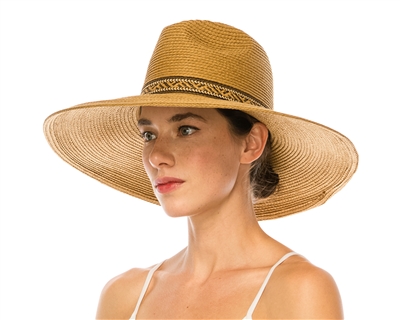 Wholesale Wide Brim Safari Sun Hat Tribal Band - Wholesale Womens Resort Hats