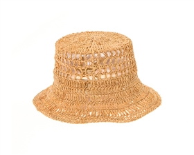 1331 Peekaboo Weave Raffia Straw Bucket Hat