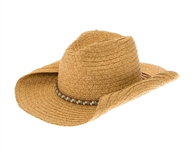 1339 Straw Cowboy w/ Beaded Trim