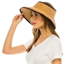 wholesale sun visors - roll up straw visor hat - packable travel hats