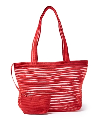 wholesale pink bags - straw & mesh tote bag