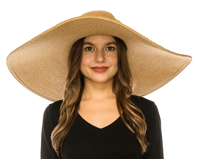 Wholesale Extra Wide Brim Sun Hats - 8 inch brim straw hats