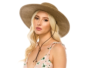 wholesale upf hats - wide brim tweed straw sun hat