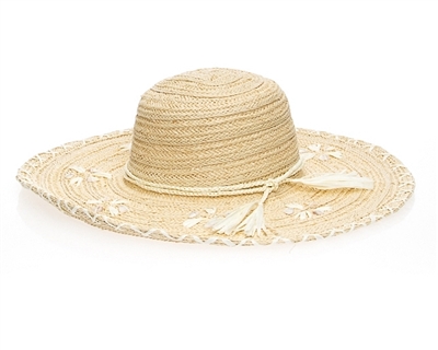 floppy straw sun hats wholesale wide brim seashells beach hat