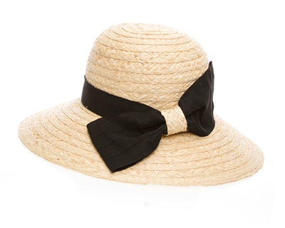wholesale organic raffia straw sun hats with bow