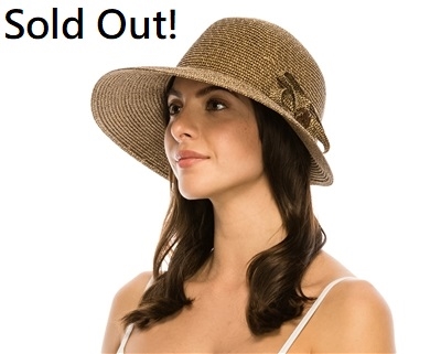 Wholesale Summer Straw Hats - Lampshade Ladies Hat w/ Side Flower