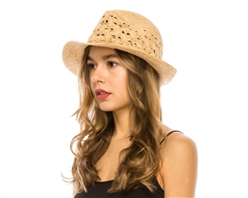 Wholesale Organic Raffia Straw Fedora Hats - Summer Fedoras Wholesale Los Angeles Beach Accessories